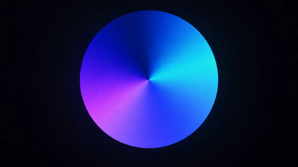 Smooth conic gradient sweep in blue, cyan and violet on a dark background